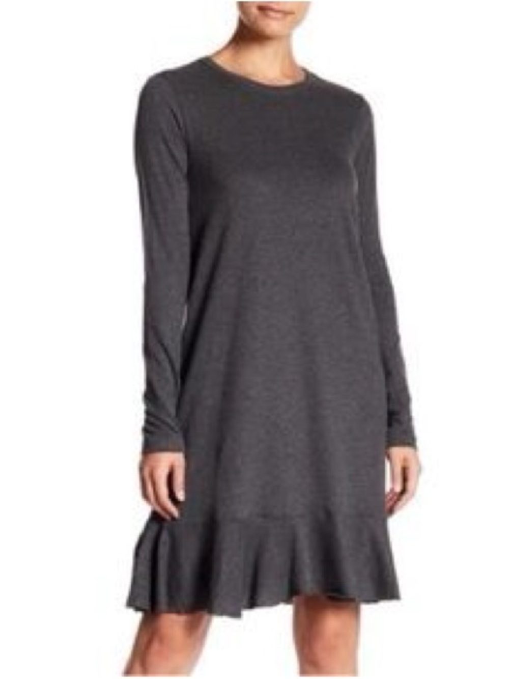 Zara Trafaluc Womens Sz Medium Lightweight Sweatshirt Dress Charcoal Gray Peplum